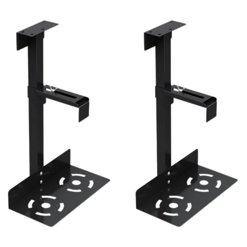 2X Universal PC Case Holder Adjustable Host Box Stand Versatile Under Desk Or Wall Side Mount, Cpu Stand Lift Black