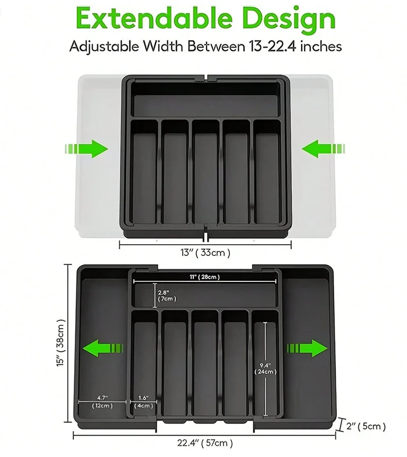 1pc Multifunctional Expandable Drawer Organizer With Adjustable Trays, Used For Organizing Silverware, Cutlery, And Knives With Drawer Dividers, For Kitchen Storage, Kitchen Utensil Accessories