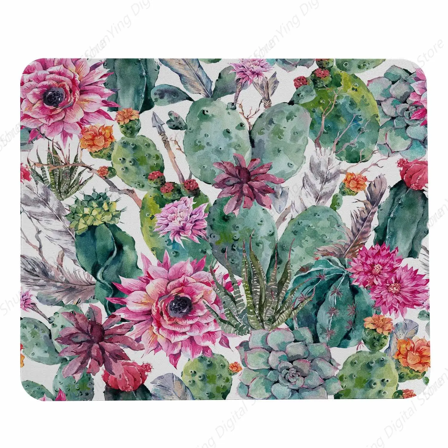 

Mouse Pad With Pink Cactus Flower Pattern Anti Slip Rubber Base Suitable For Home Office Computers And Laptops 25*30cm