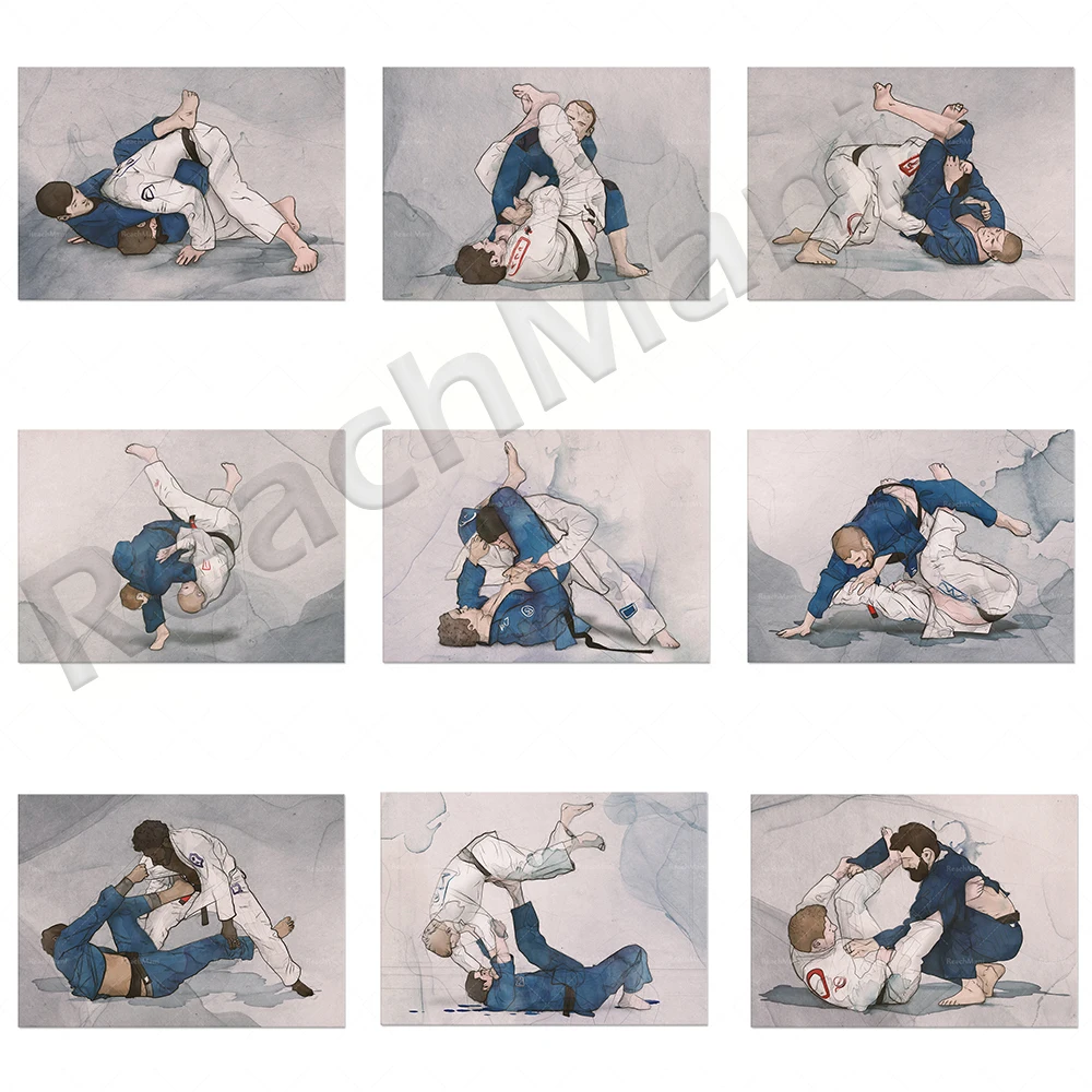 Brazilian JIU jitsu poster, fighting martial arts poster, JIU jitsu poster, JIU jitsu players poster, JIU-jitsu wall art,