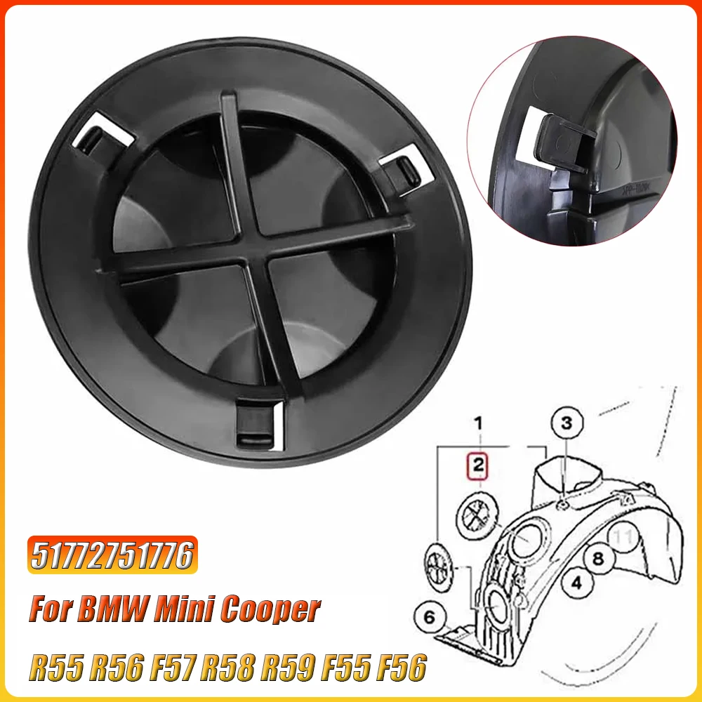 Car Front Wheel Mudguard Fender Lining Bulb Cap Arch Headlight Cover For BMW Mini Cooper R55 R56 F57 R58 R59 F55 F56 51772751776
