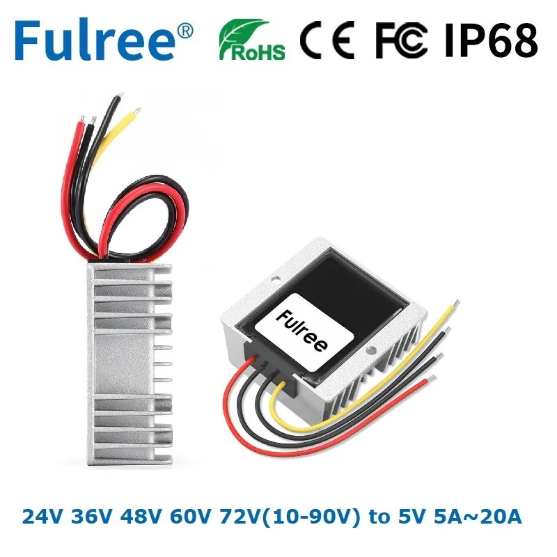 24V 36V 48V 60V 72V to 5V 5A 10A 15A 20A DC DC Step Down Power Converter 24 36 48 60 72 Volt to 5 Volt Buck Voltage Regulator