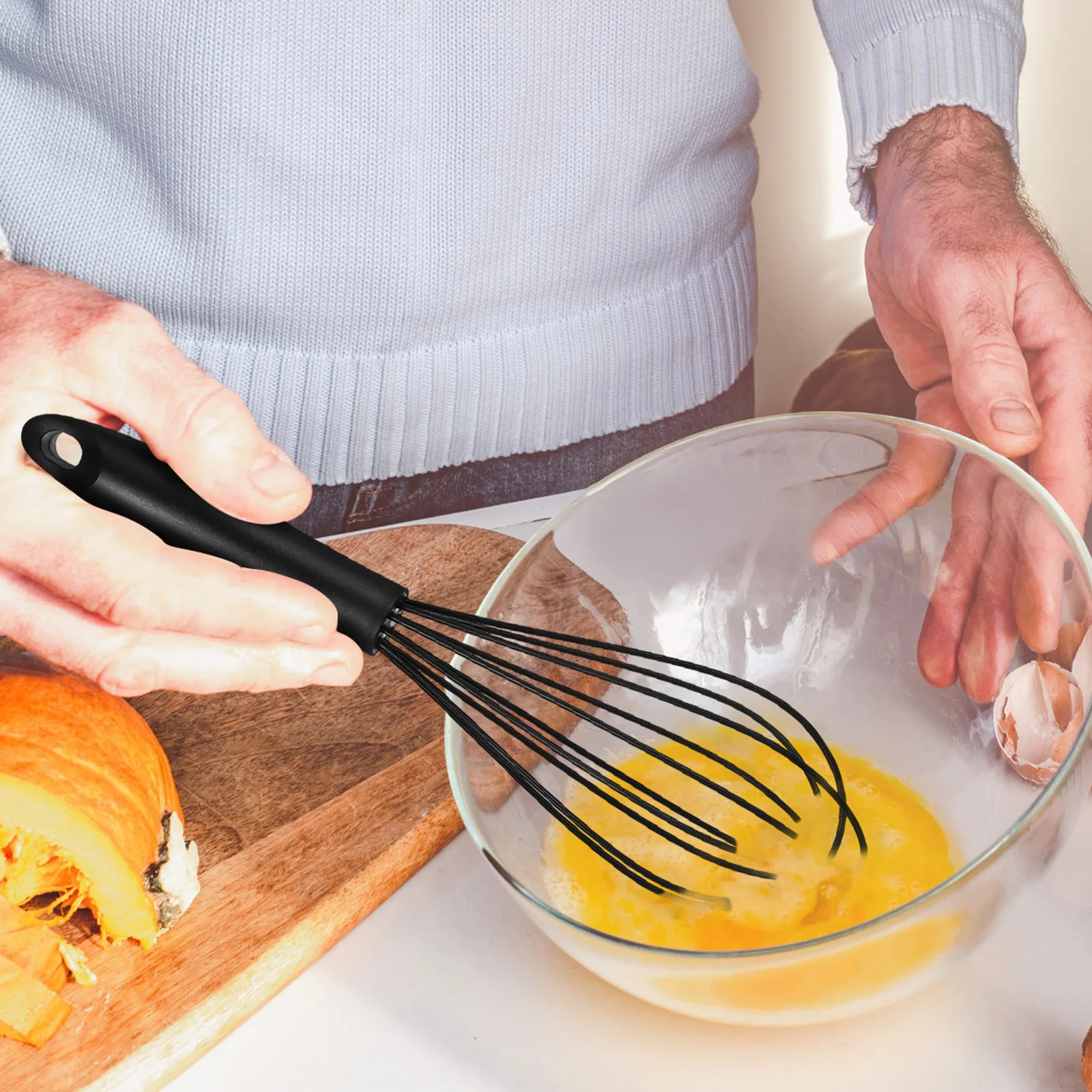 

Handheld Silicone Whisk Balloon Design Egg Beater Multi-Function Kitchen Whisk Stainless Steel PP Tool