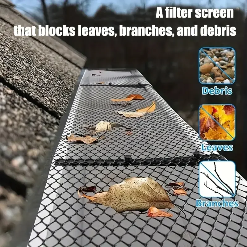 1 قطعة شبكة حماية مزراب لفة مع السنانير البلاستيك Leaffilter الطيور مانع صافي لمزاريب السقف ماسورة التصريف