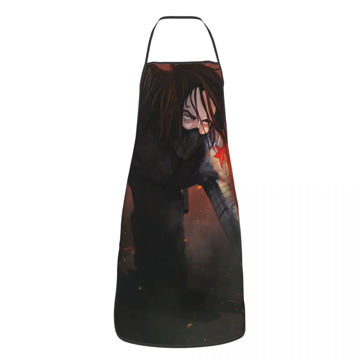 Custom Bib Fire Aprons for Men Women Unisex Adult Chef Kitchen Cooking Marvel Winter Solider Tablier Cuisine Painting