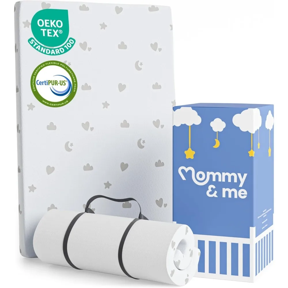 

Mommy&Me Pack and Play Mattress Pad (38"x26"x1")Washable Breathable Cover Waterproof CertiPUR-US Certified Foam Pack&Play Topper