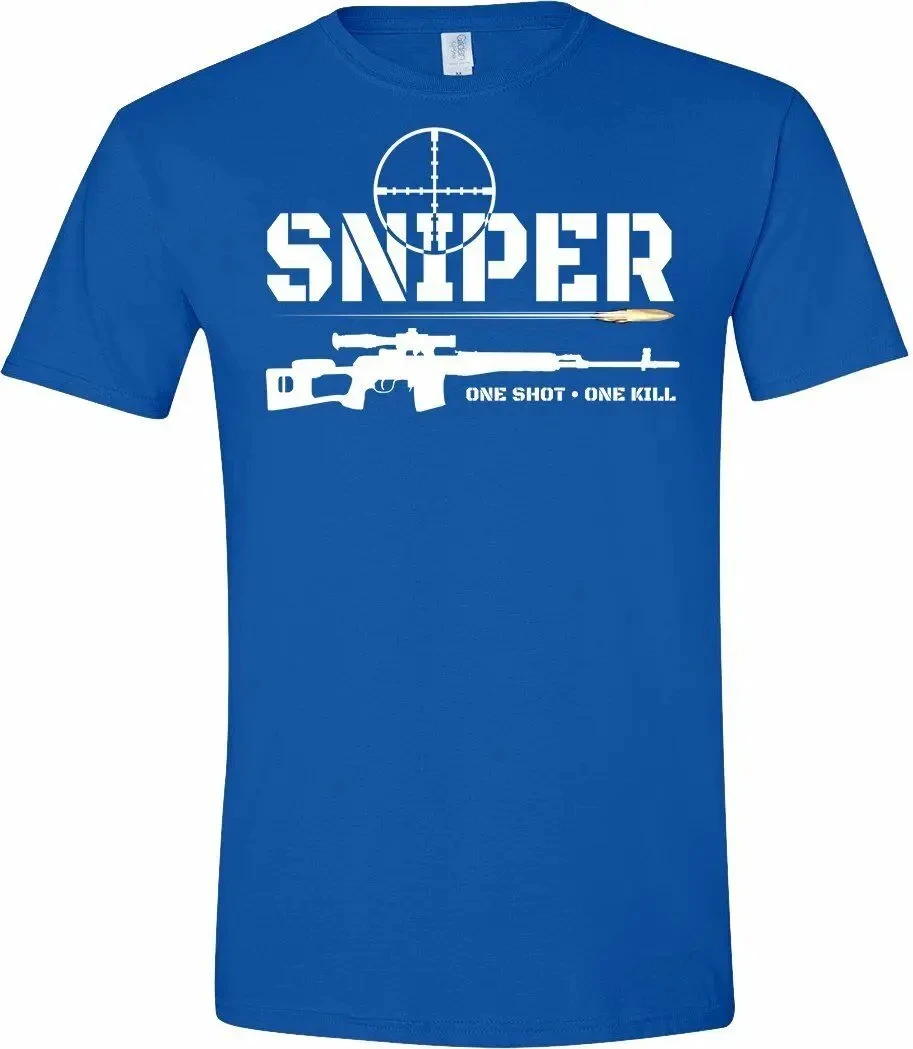 Unique Design Sniper One Shot One Kill T-Shirt. Summer Cotton Short Sleeve O-Neck Mens T Shirt New  Family Matching Outfits