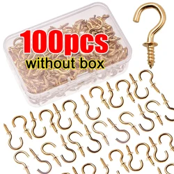 50/100pcs Mini Ceiling Screw Hooks Iron Hanger for Outdoor String Lights Hanging Plants Mug Arts Decorations Cup Extend Hooks