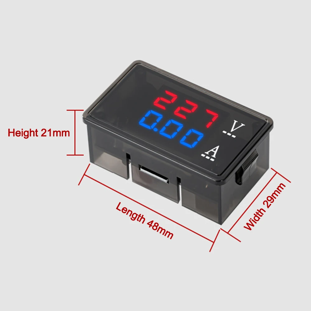 Digital Voltmeter Ammeter AC70-480V 10A 100A Blue + Red LED Dual Digital Amp Volt Meter Gauge