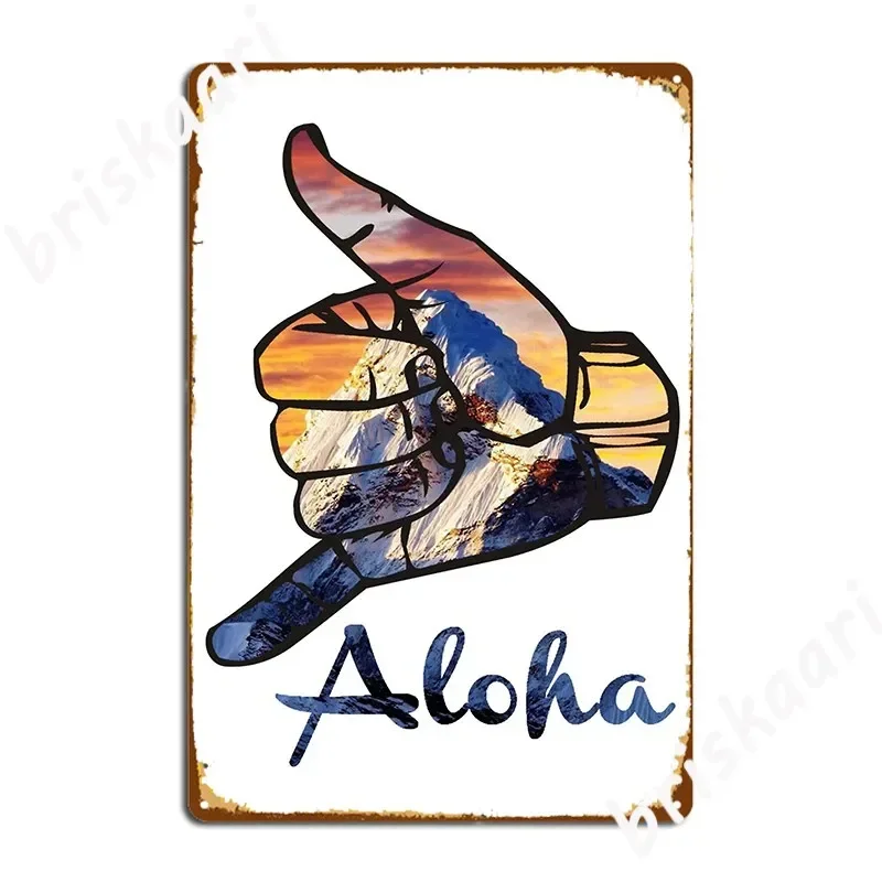 Shaka Mountain Sunset Aloha Metal Sign Living Room Designing Wall Plaque Cinema Kitchen Tin Sign Posters