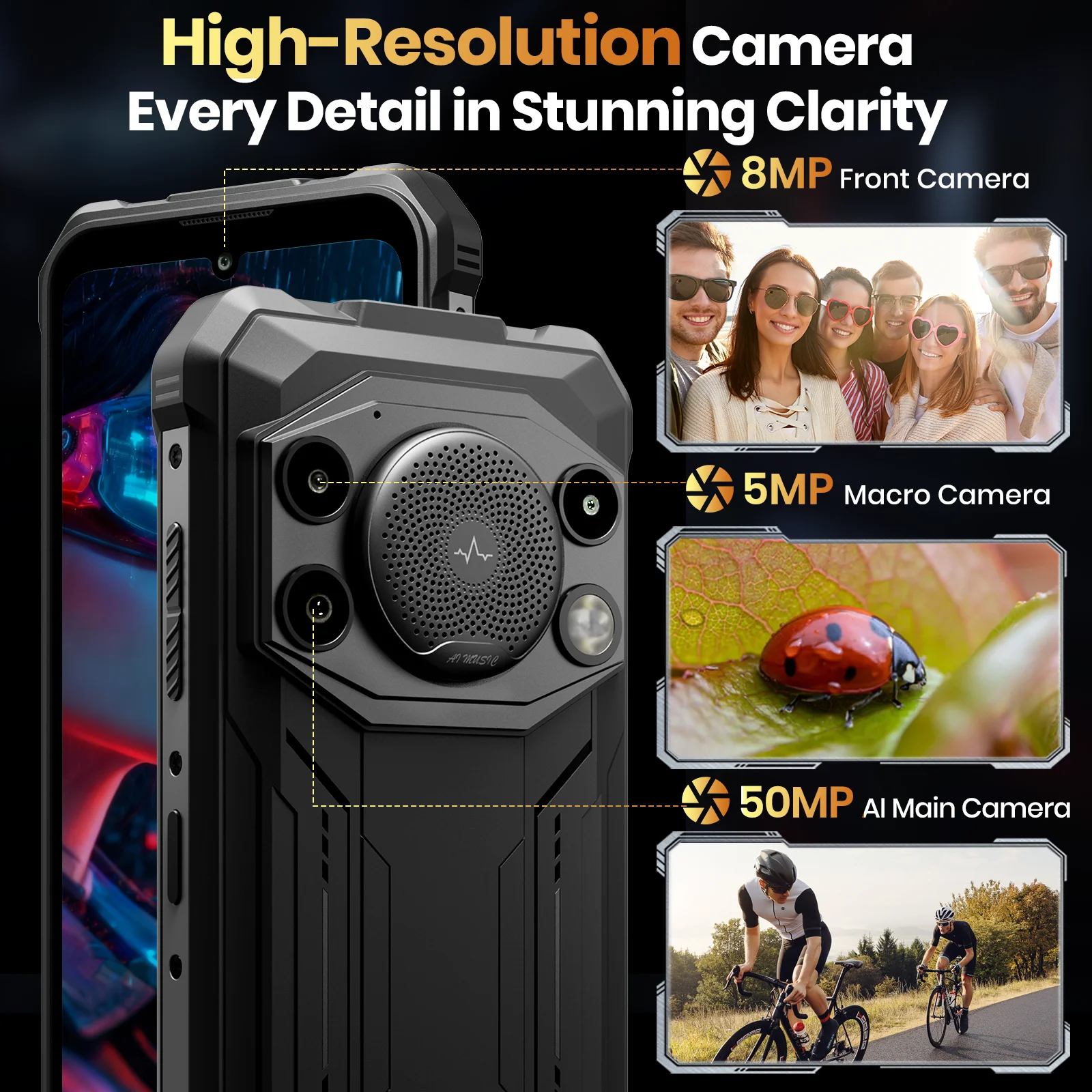 هاتف FOSSIBOT F110 Pro غير مقفول 5G Android 15: مكبر صوت 128 ديسيبل، 20 جيجابايت + 128 جيجابايت (2 تيرابايت توسيع)، 10000 مللي أمبير، 6.7 بوصة عالي الدقة، كاميرا 50 ميجابكسل، IP68/6