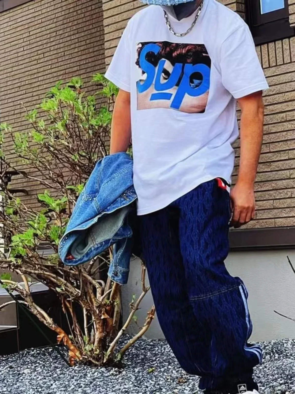 

American Trendy Hip-hop Brand SUP2025 Spring and Summer Face Printing Daily Commuting Sports Men and Women The Same T-shirt