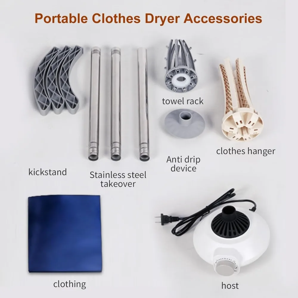 Portable Clothes Dryer for Laundry, Mini Dryer for Apartments Travel and RV Drying Clothes Underwear and Shoes Small Electric Qu