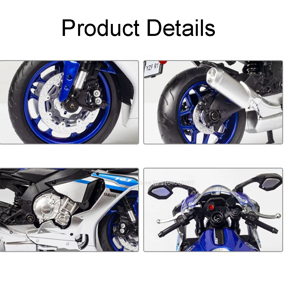 Scala 1:12 Yamaha YZF-R1 modello di moto giocattoli lega pressofuso assorbimento degli urti simulazione modelli di motori ragazzi regali per bambini