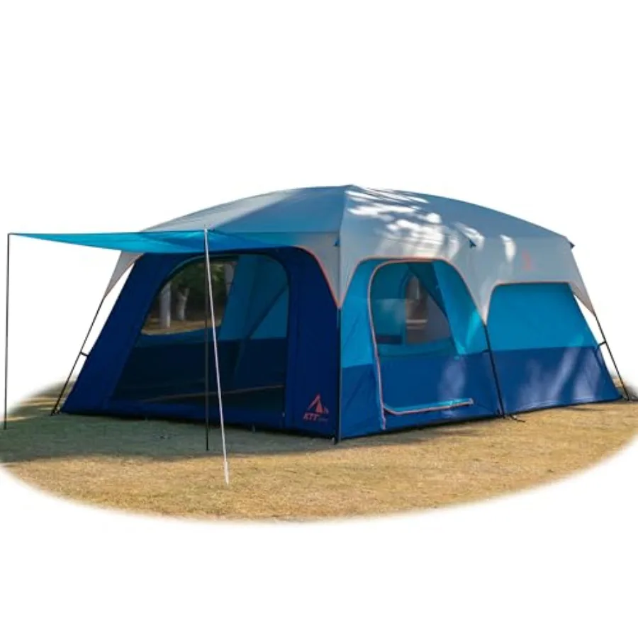 

Семейная палатка-кабина Extra Large Tent Style-B на 10-12-14 человек, 2 комнаты, 3 двери и 3 окна с сетчатыми прямыми стенками, водонепроницаемая.