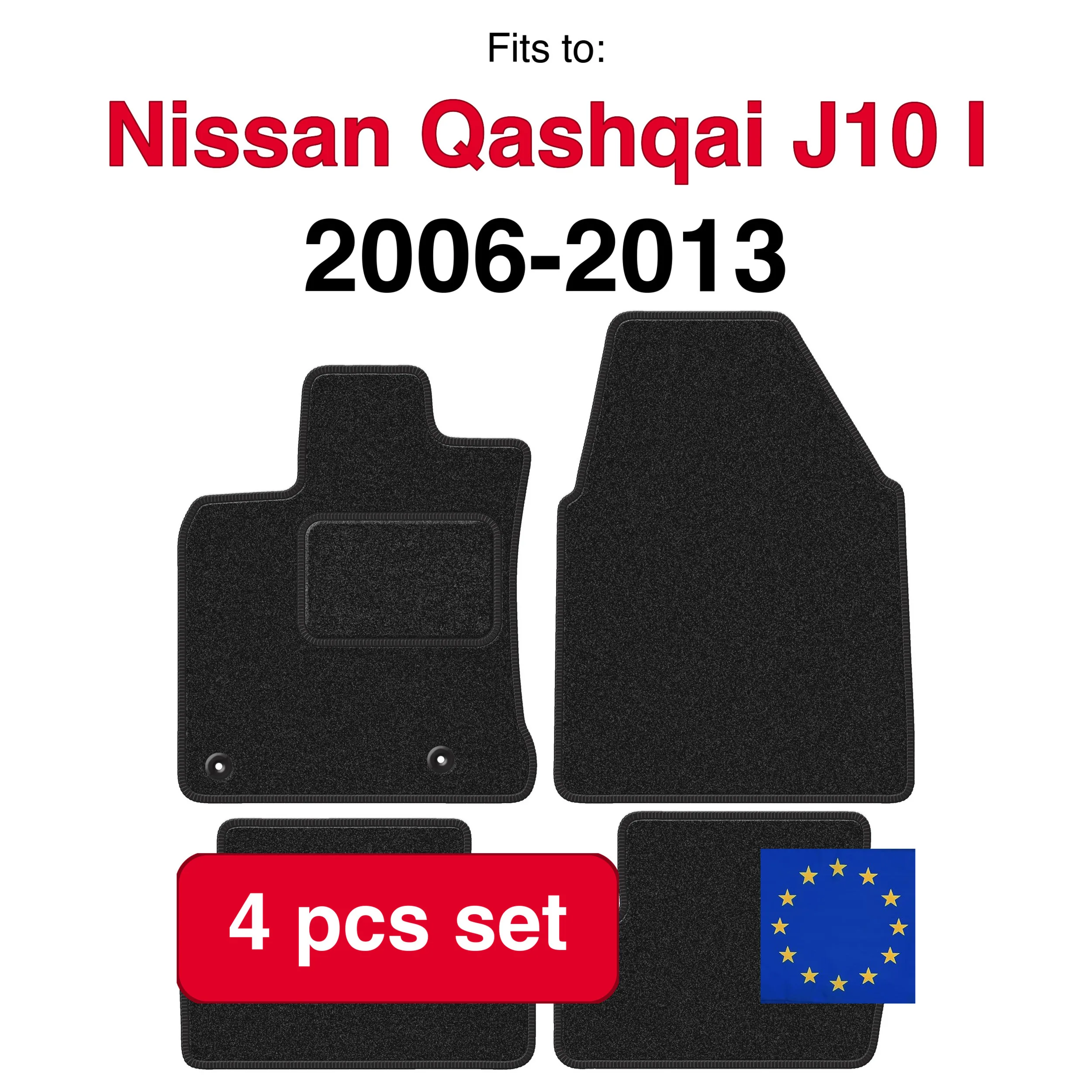 ANTHRA auto velour matten voor Nissan Qashqai J10 en crossover (2006-2013) - antraciet (4 stuks) auto passende automattenset