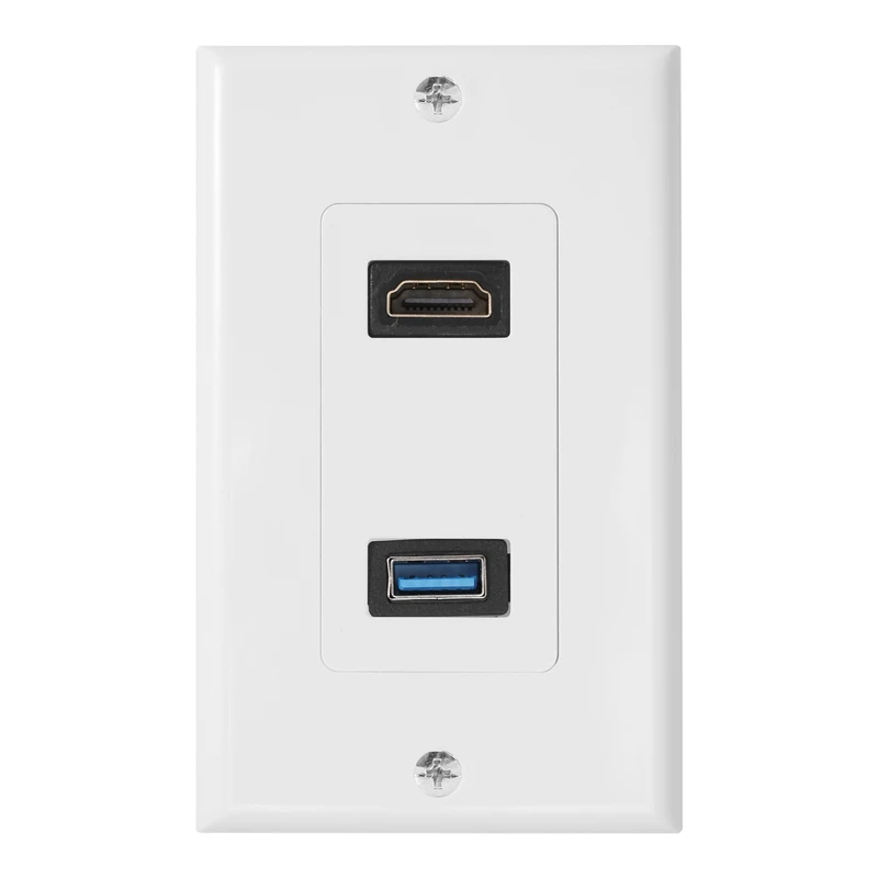 1x 2Port +USB 3.0 Female Wall Face Plate Panel Outlet Socket Extender White