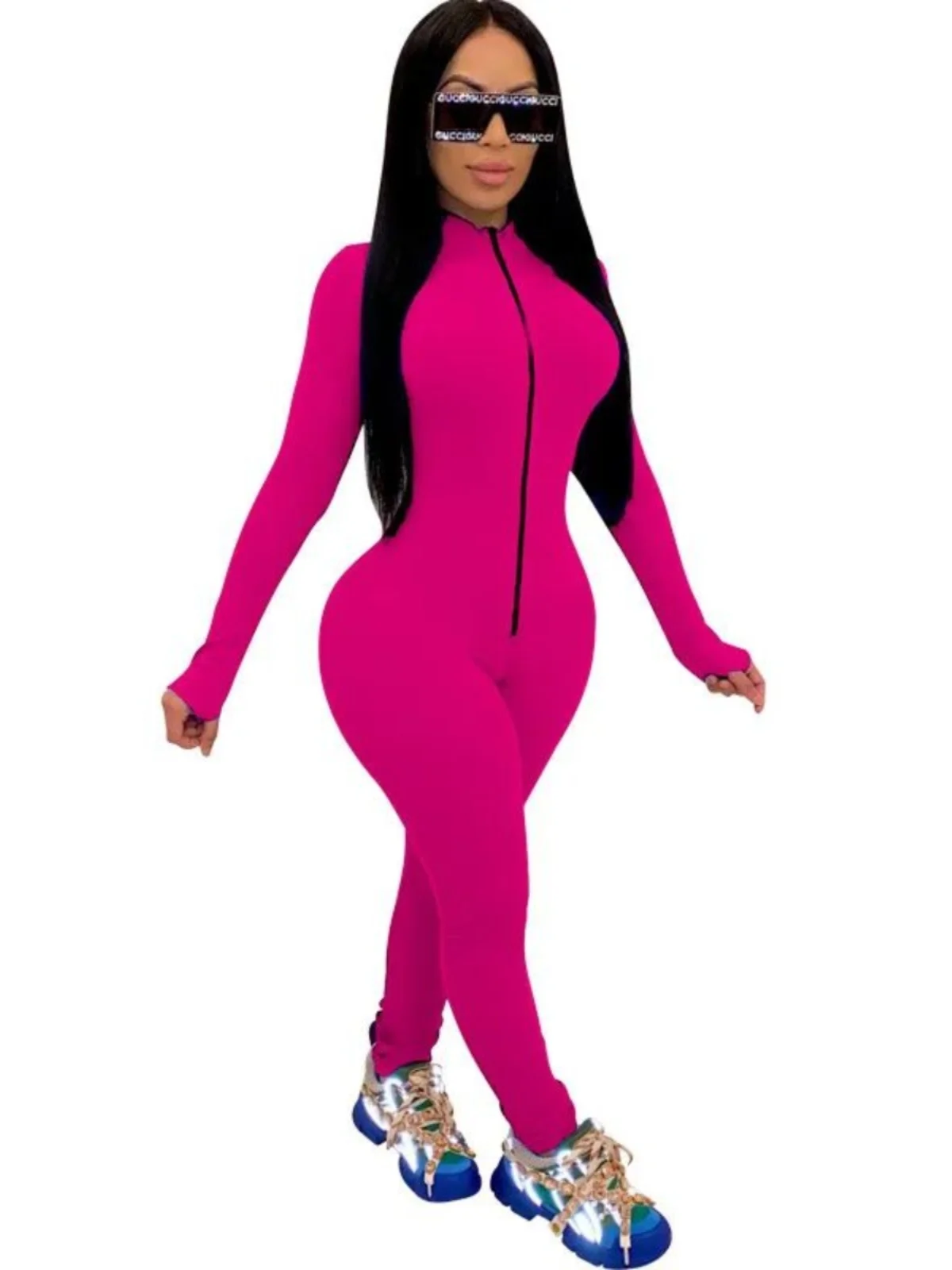 

Сексуальный облегающий комбинезон с длинными рукавами, повседневные брюки с высокой талией в уличном стиле, костюм для женщин