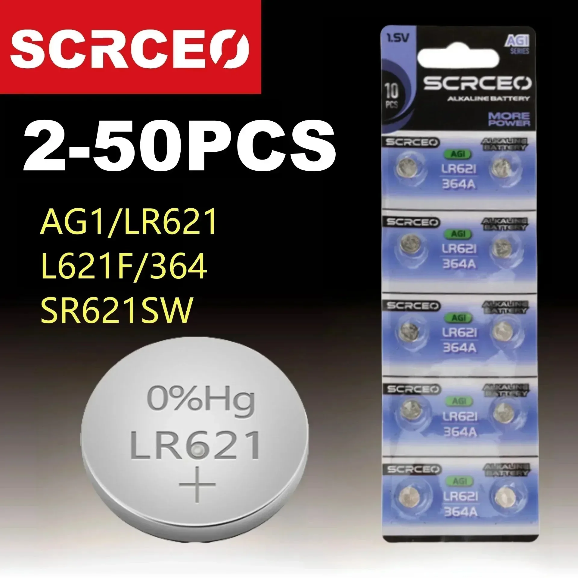 

5-50Pcs 1.55V AG1 LR621 364 164 531 SR621 SR621SW SR60 CX60 Button Battery for Watch Toys Remote calculators Cell Coin Batteries