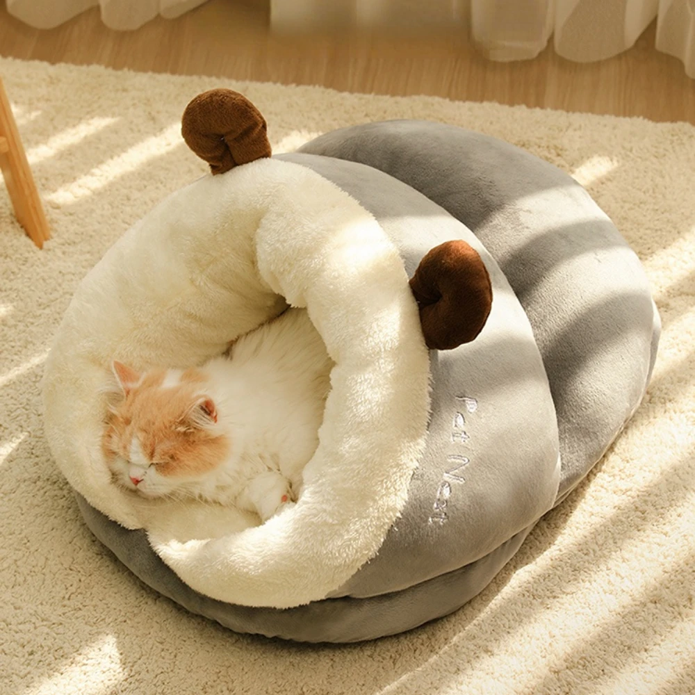 

Cat Nest Winter Warm Semi-Enclosed Thickened Small Dog Slippers Kennel Cat Bed Winter Sleeping Pet Supplies