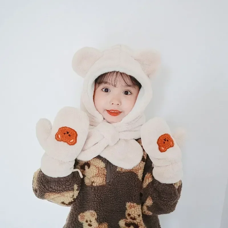 

Winter Warm Kids Glove for Boys Girls Korean Cartoon Bear Mittens for Toddler Outdoor Warm Gloves Accessories for Kids