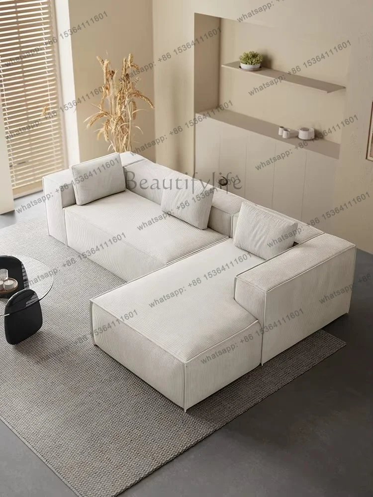 PG  sofa cream style modern retro tofu block fabric compression roll bag module small apartment removable and washable