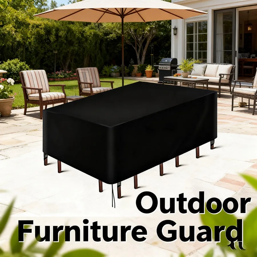 

Outdoor garden courtyard dust cover, 210D material, 110.23x83.07x27.95in, with drawstring closure, universal furniture cover