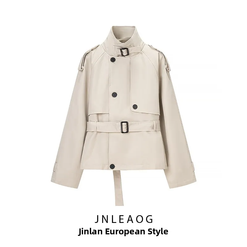 เสื้อโค้ทผู้หญิงทรงตรง แขนยาว คอปกสูท ผ้าโพลีเอสเตอร์ ความยาวปานกลาง ดีไซน์ทันสมัย ใช้ได้หลากหลาย พร้อมเข็มขัด รุ่นใหม่สำหรับฤดูใบไม้ร่วง เหมาะสำหรับใส่ทำงาน