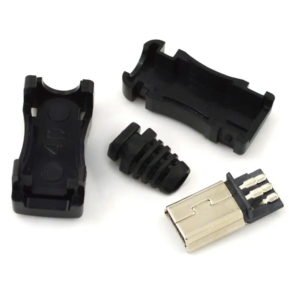 5Pin Mini USB Male Connector DIY Mini USB Jack USB 2.0 Male Connecto 4 In 1 Assemble Data Cable Connector