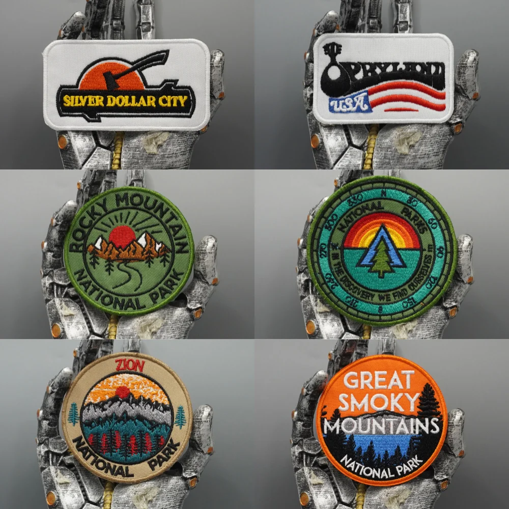 Nationalpark-Aufnäher, Applikation zum Aufnähen, Punk-Biker-Band-Rock-Kleidungsetiketten, Klettverschluss oder zum Aufbügeln – Detail 1