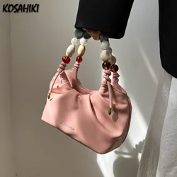 Japońska szykowna plisowana torba z górnym uchwytem Y2k Estetyczna moda Słodkie torebki codzienne Eleganckie proste torby na ramię Crossbody