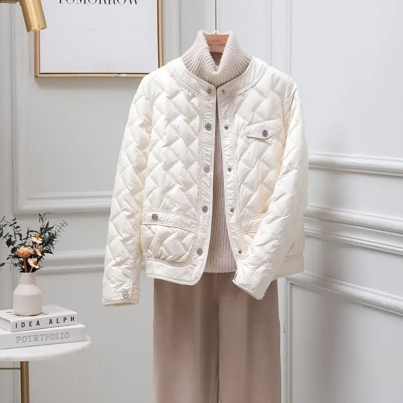 

Faionable White Du down Jaet Женская легкая корейская версия на одной пуговице для поездок на работу Sle Тонкая пушистая