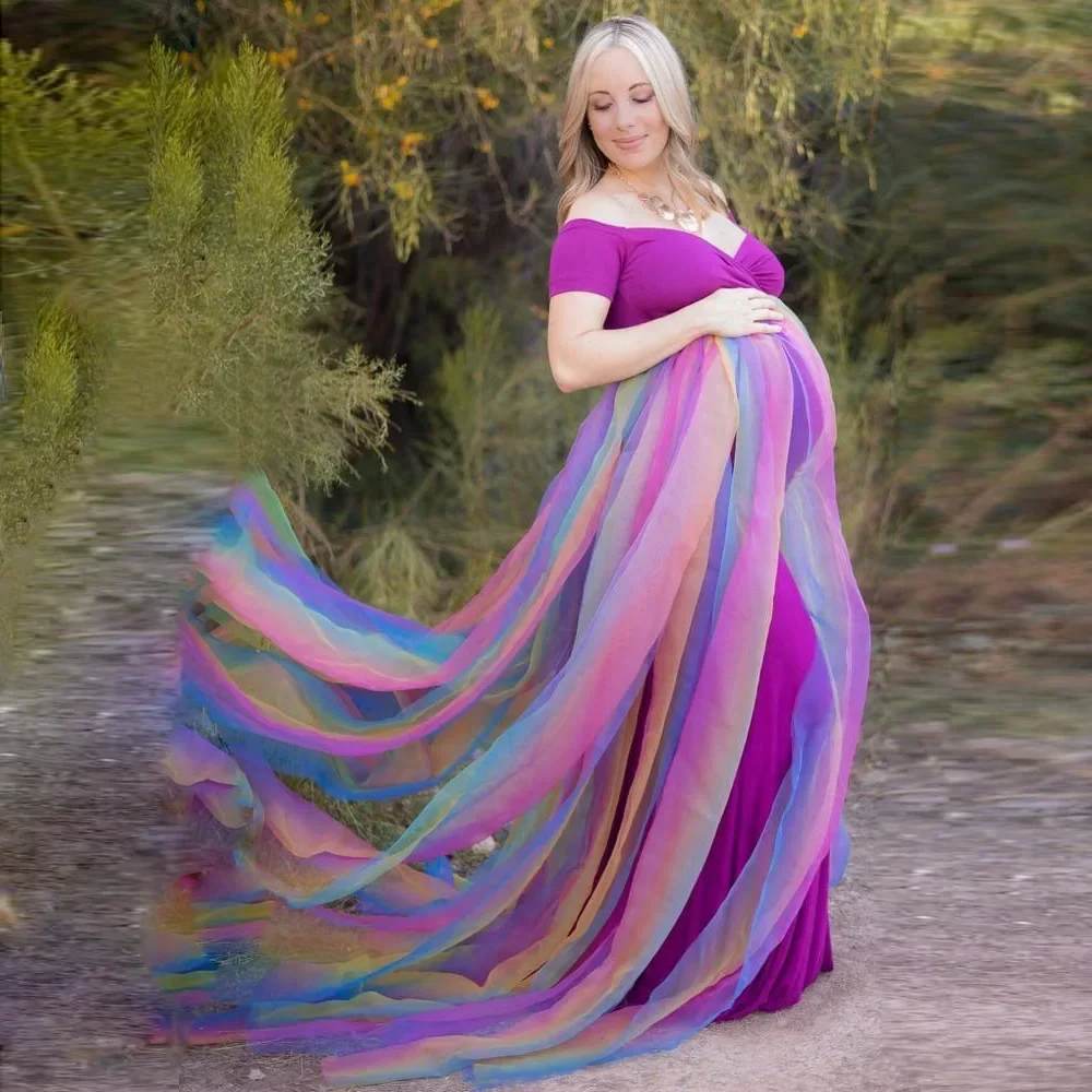 Vestido largo de maternidad con hombros descubiertos para Sesión de fotos, maxivestido de maternidad para mujer embarazada, accesorios de fotografía