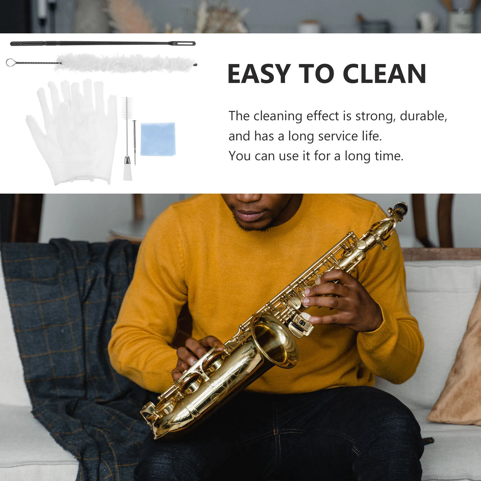 

Saxophone Cleaning Kit Flute Cloth Tools Detachable Brush Cotton Swab Durable Quality Wipe Supplies Musical Instrument