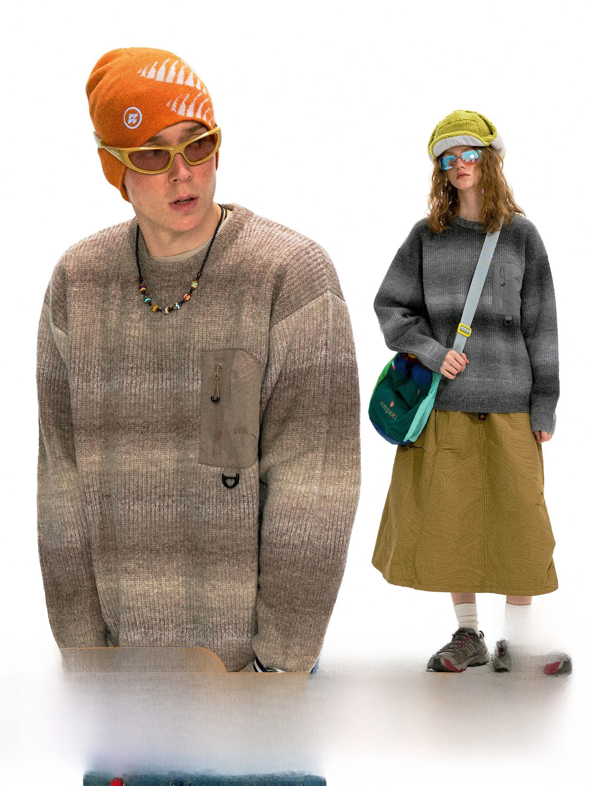 

Nothomme Mixed Fiber adient Color Knitted Sweater with ket Outdoor Warm Base Layer Long Sve round Ne Pullover