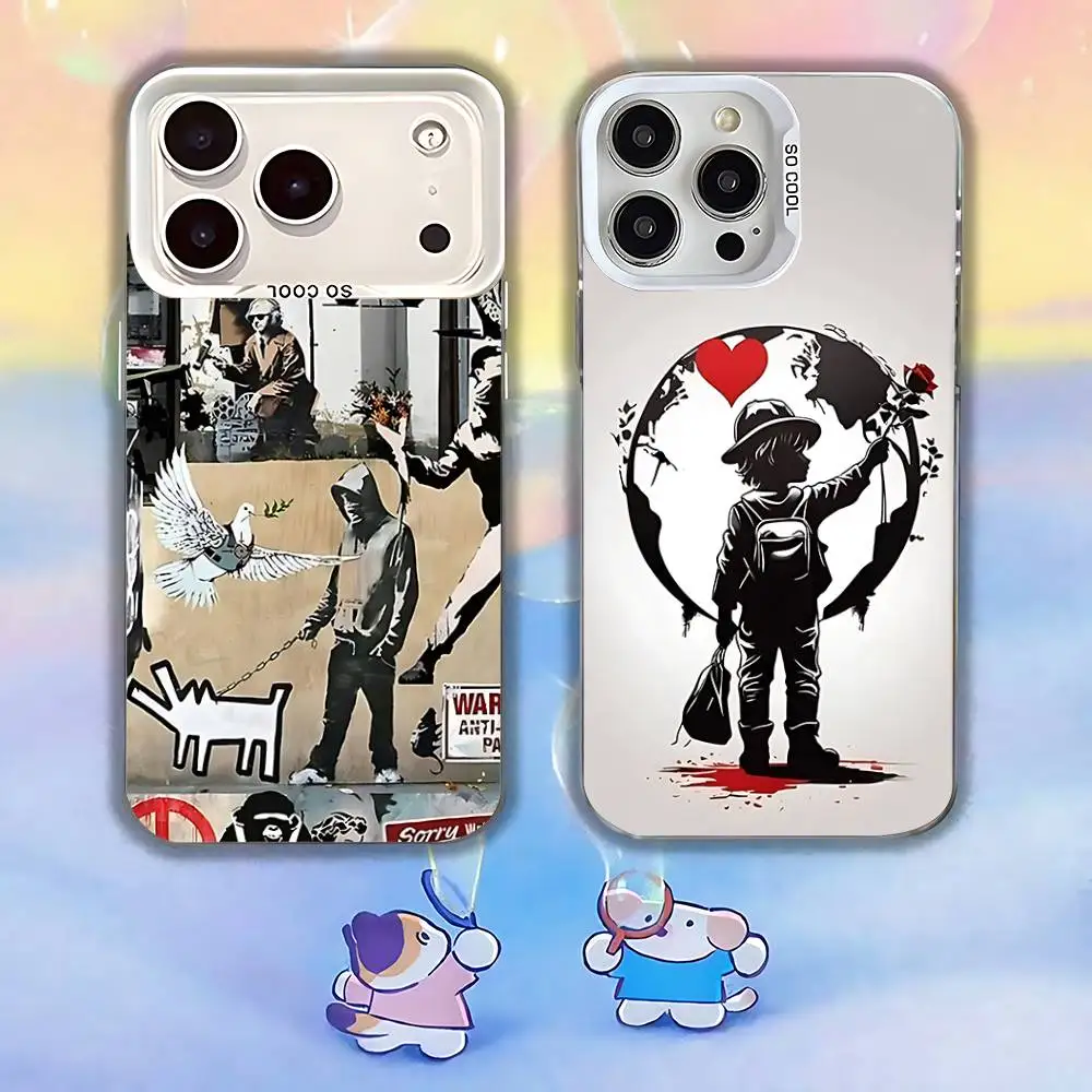 

Graffiti Artist B-Banksy COOL Phone Case For iPhone 17,16,13,12,11,15,14,Pro,Max,Plus,SE4,Air,Mini White IMD Matte