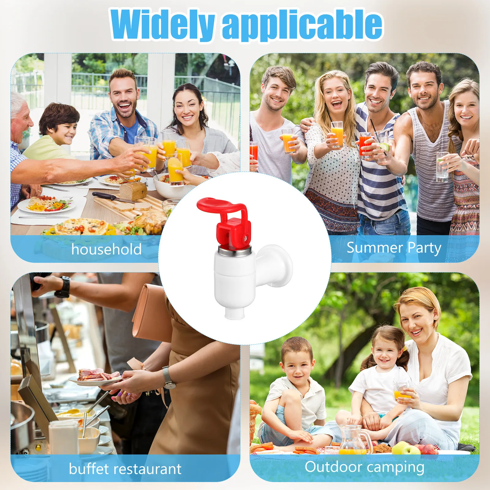 4Pcs Manual Hand Press Water Pump for Dispenser Food Grade Threaded Faucet Home Office Car Beach Outdoor Use Water Dispenser view 6