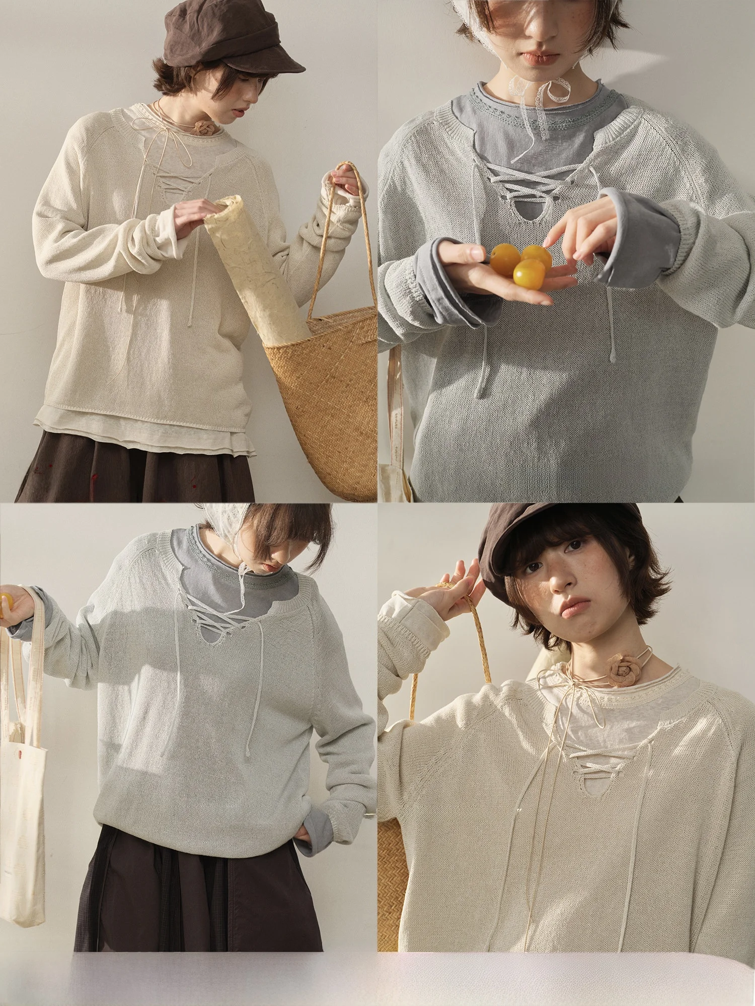 

Женский вязаный свитер с художественным узором в виде узлов, весенний, из смесового хлопка, свободного кроя, повседневный, с длинными рукавами