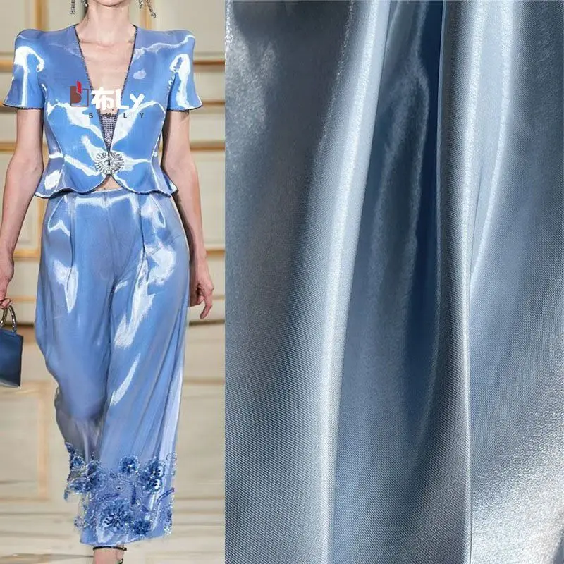 

Кристально-шелковая атласная блестящая ткань класса люкс, гладкая, для дизайнерских платьев, пальто, брюк, штор, швейных работ