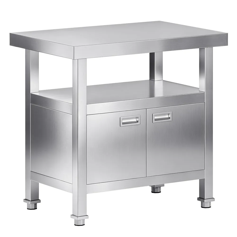 36x24x34 in Stainless Steel Work Table with Cabinet Middle Shelf