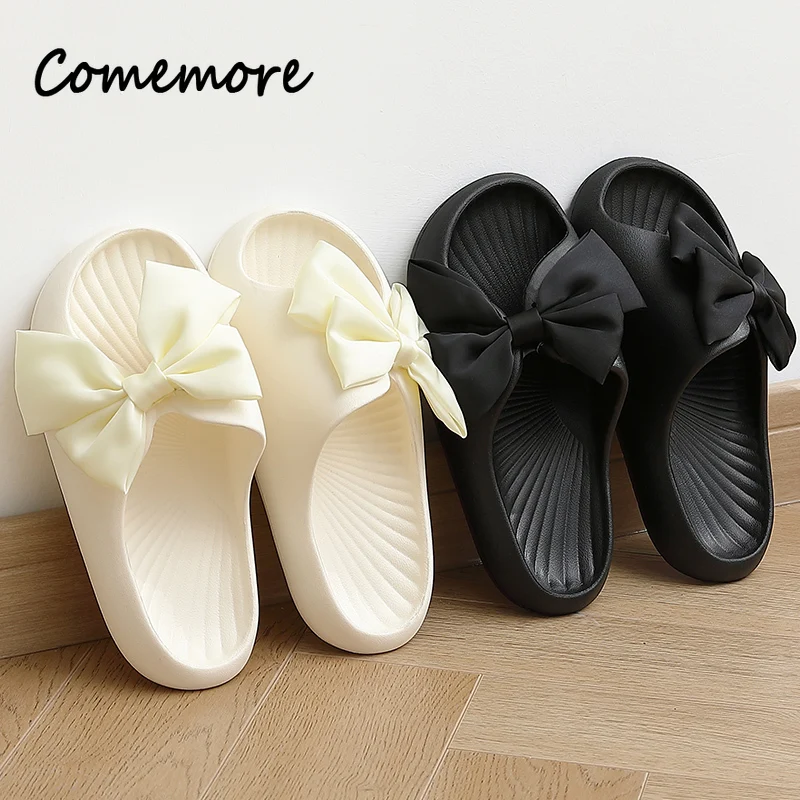 Comemore 2024 Non-slip Soft EVA Sole Casual Indoor Sandals Beach Home Slipper Ladies Shoes Summer Bowtie Women Indoor Slippers