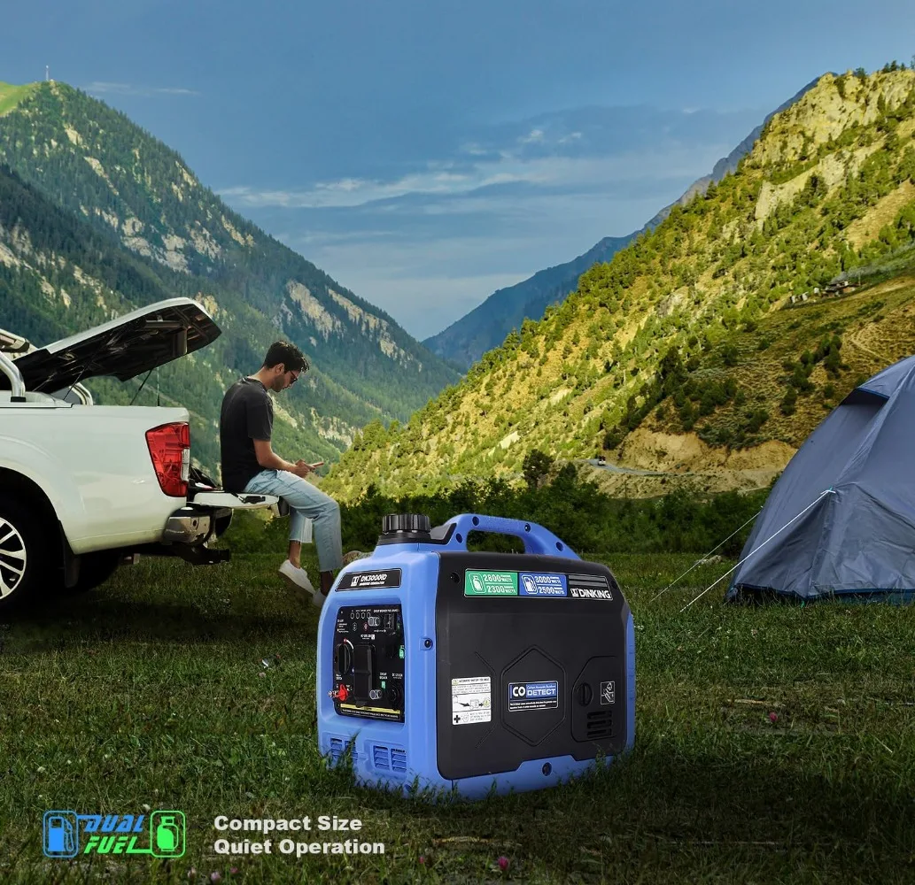 3000W Dual Fuel Inverter Generator,Gas LPG Powered,Quiet Lightweight,Parallel Ready,CO Alert,for RV Outdoor Camping Tailgating