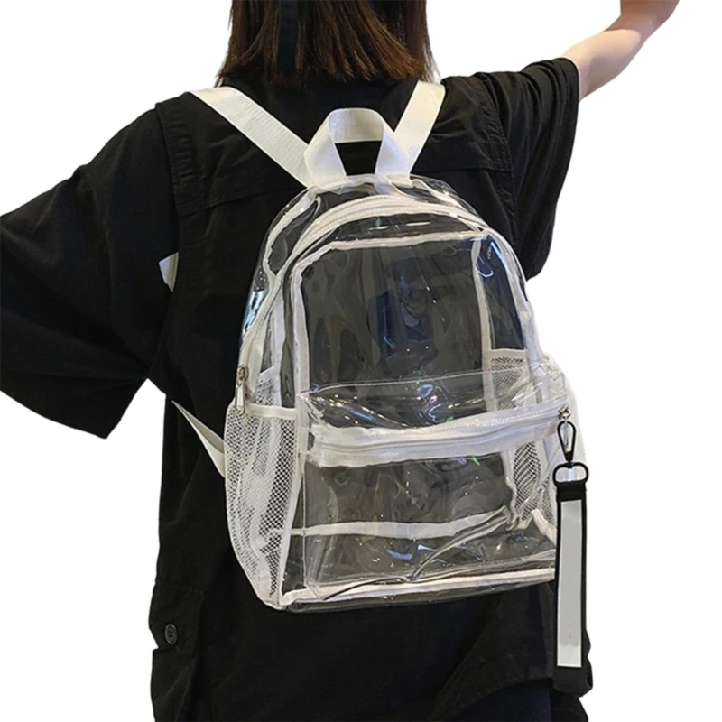 Clear Transparent Backpack with Adjustable Shoulder Straps Large Capacity See Through Shoulder Bag for School and Travel