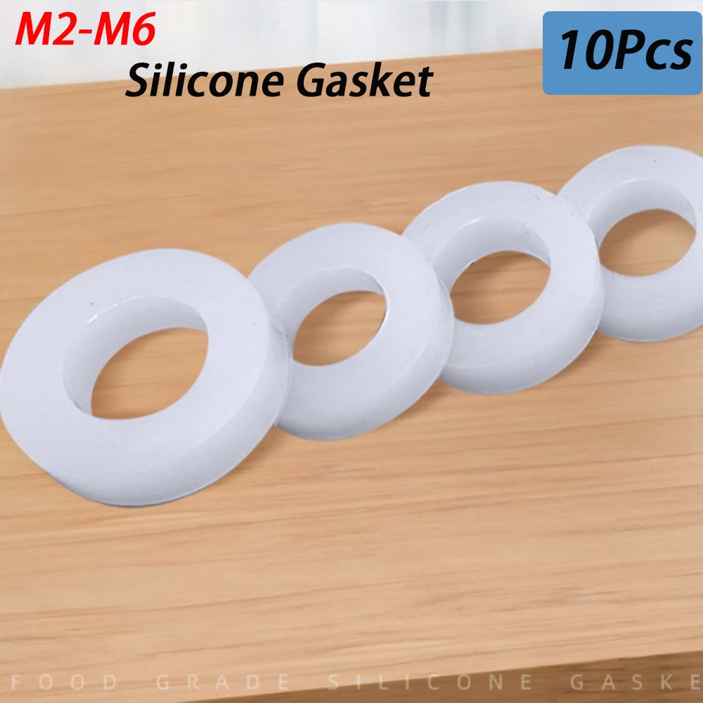

10Pc White Silicone Washer M2 ~ M6 Sealing Ring Waterproof Flat Gasket High-temperature Resistant Sealing Gasket Shock-Absorbing