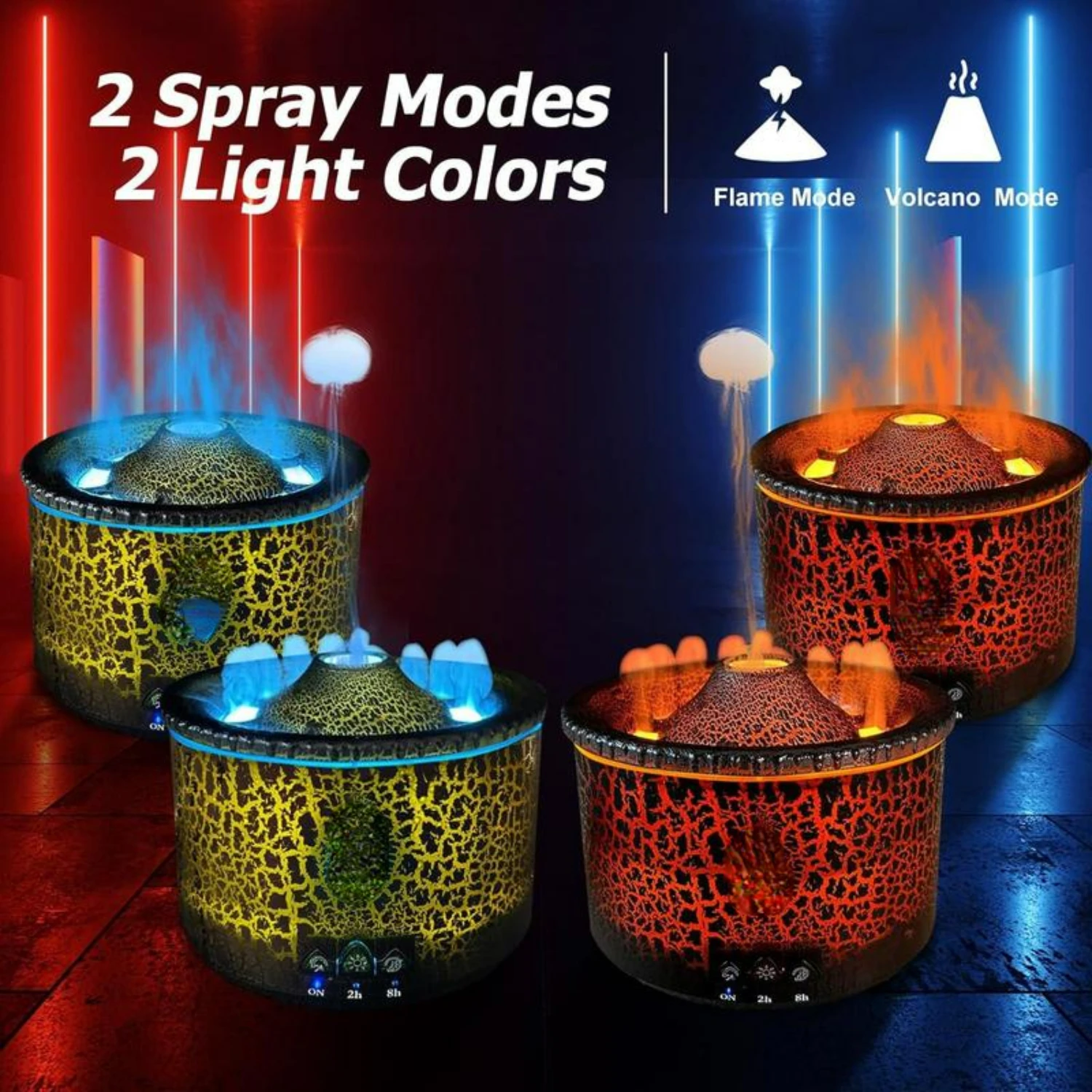 High-capacity Air Humidifier with Essential Oil Diffuser, Realistic Flame & Volcanic Light Effects, Remote Control - Perfect for