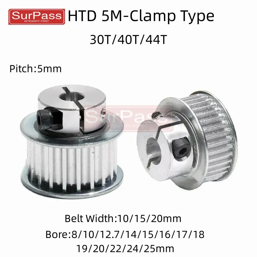 30T/40T/44 Tooth HTD 5M BF Clamping Type Synchronous Wheels Bore 8-25mm for Belt width 10/15/20mm 3D Printer Accessories