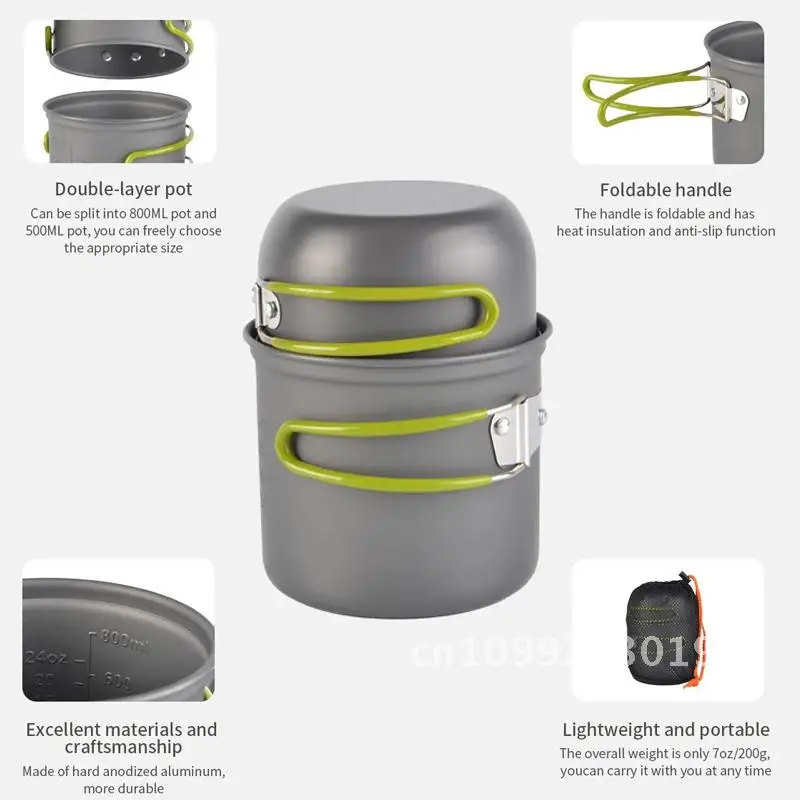 مجموعة أواني التخييم خفيفة التخييم تجهيزات المطابخ فوضى عدة تسلق الجبال في الهواء الطلق للطبخ الرحلات نزهة المشي لمسافات طويلة الصيد أدوات المائدة