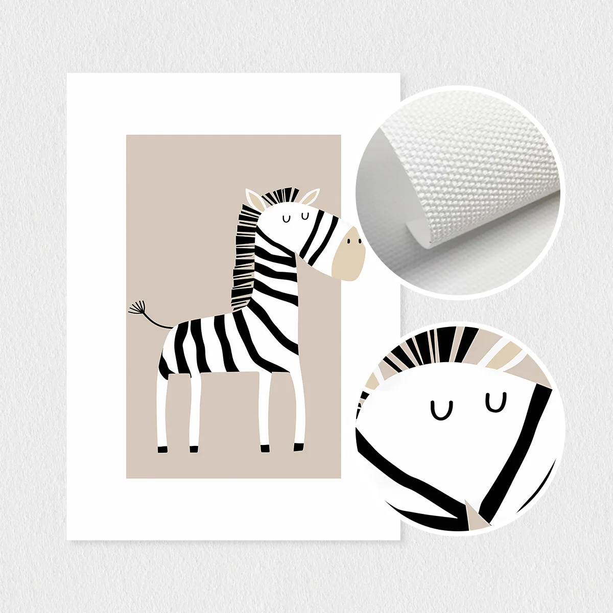 Bohemian Giraffe Toddler Mural Canvas, Zebra Forest Toddler Decoration, Interesting Lion Animal Printing Poster