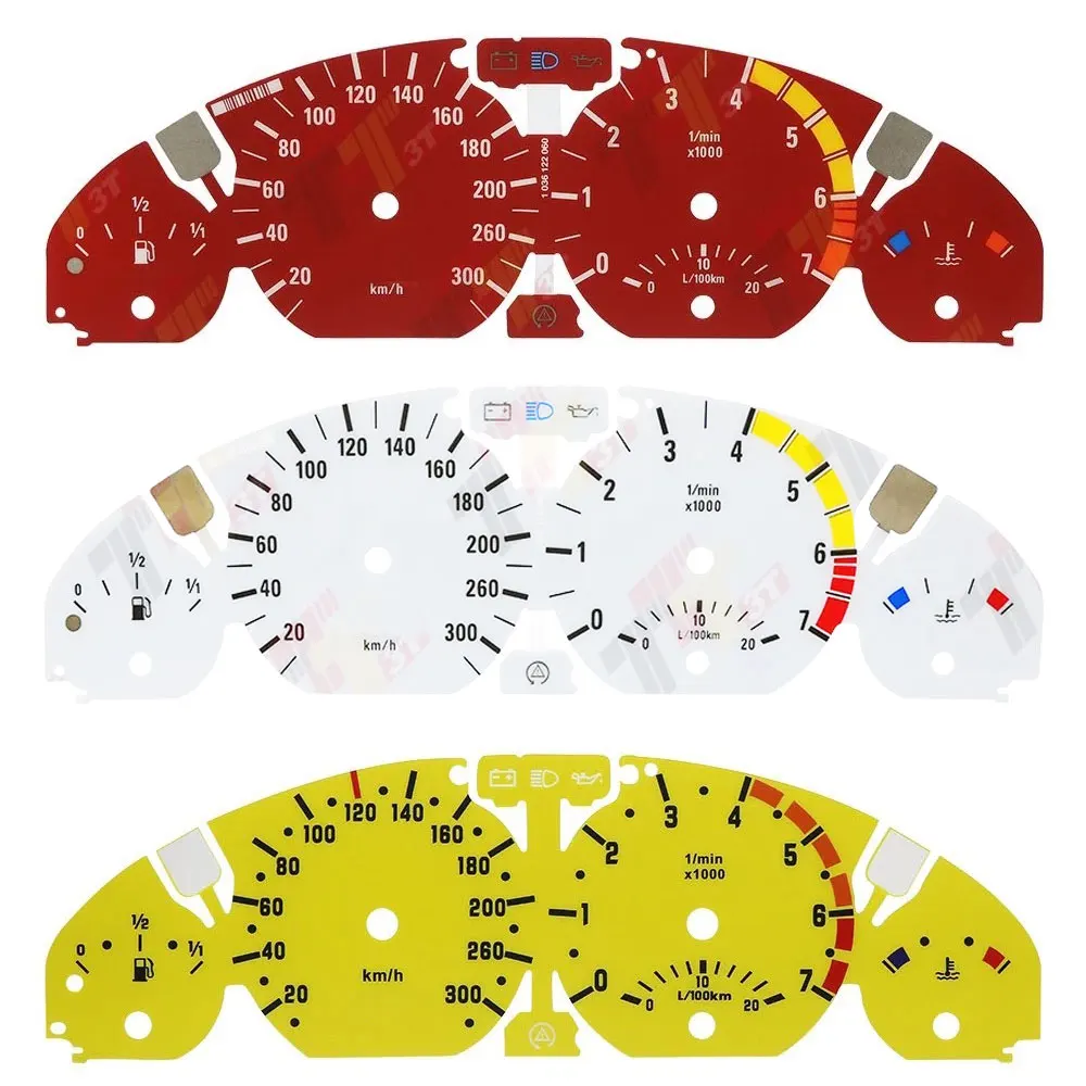 Esferas de indicadores blancas, rojas y amarillas para BMW E46 323Ci 325Ci 328Ci 330Ci 300KM/H + Logotipo iluminado personalizado
