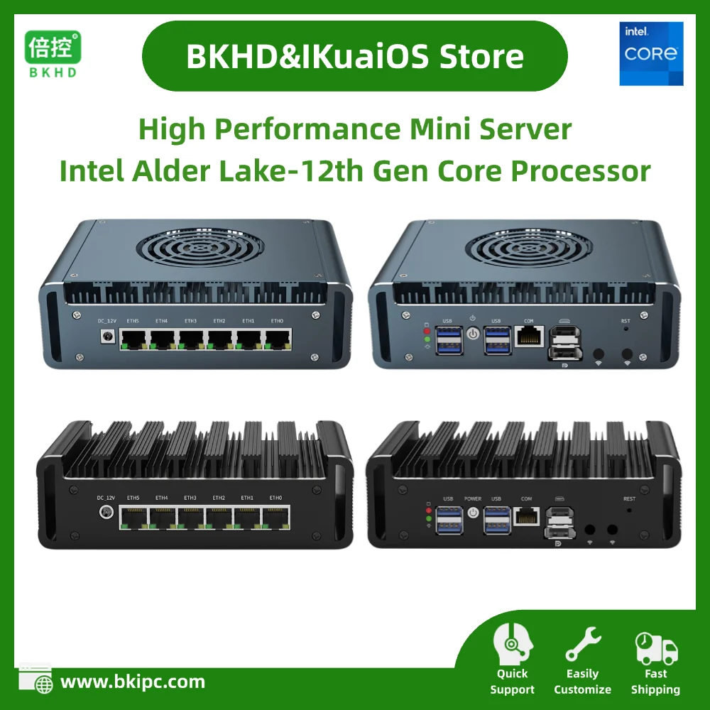 IKuaiOS Mini PCs Intel 12th Gen Pentium Core Inside 6x2.5G Ethernet for Firewall Router Server VM G31 G31with FAN 1744NP-12-6L